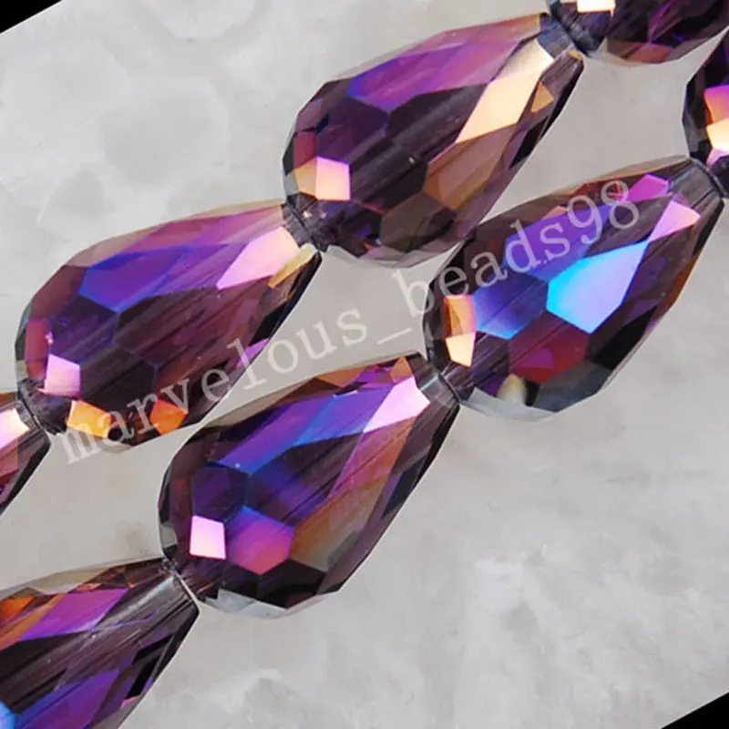 Fashion Jewelry 10x15mm AB Pansy Crystal Faceted Teardrop Loose Beads 50pcs FG3377