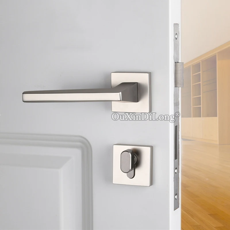 High Quality European Mortise Door Lock Set Copper Interior Door Lever Lock for Living Room Bedroom Bathroom With Key/No Key