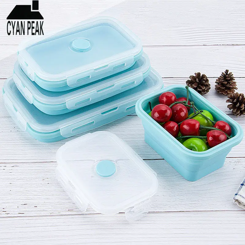 350/500/800/1200ml Silicone Lunch Box Collapsible Bento Portable Box Bowl Bento School Boxes Folding Food Container Travel