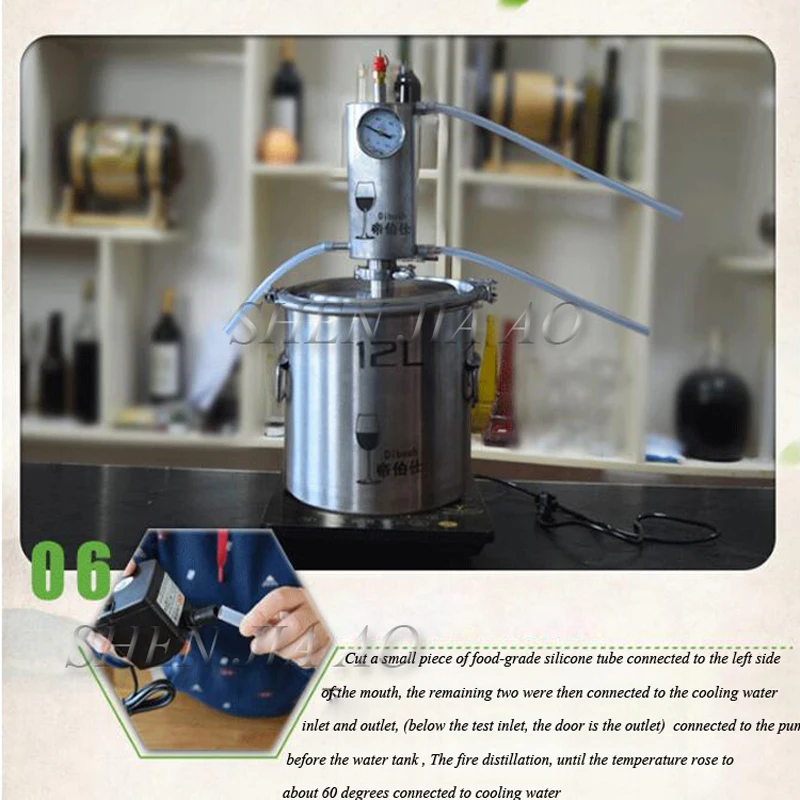 12L Stainless Steel Moonshine Distiller Vol Liqour Maker Brandy Whiskey Vodka Machine Fermentation Tank distiller pot/boilers