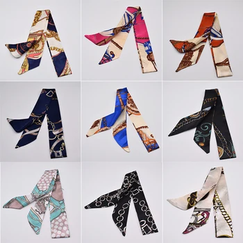 צעיף קטן משי לנשים 2021 ידית הדפסה חדשה סרטים מותג אופנה צעיף ראש קטן ארוך צעיפים דקים סיטונאיים