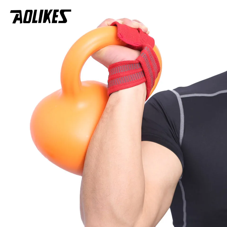 AOLIKES 1 Pair Adjustable Silicone Anti-skid Fitness Dumbbell Training Cotton Weight Lifting Straps Wrist Support Strap Brace