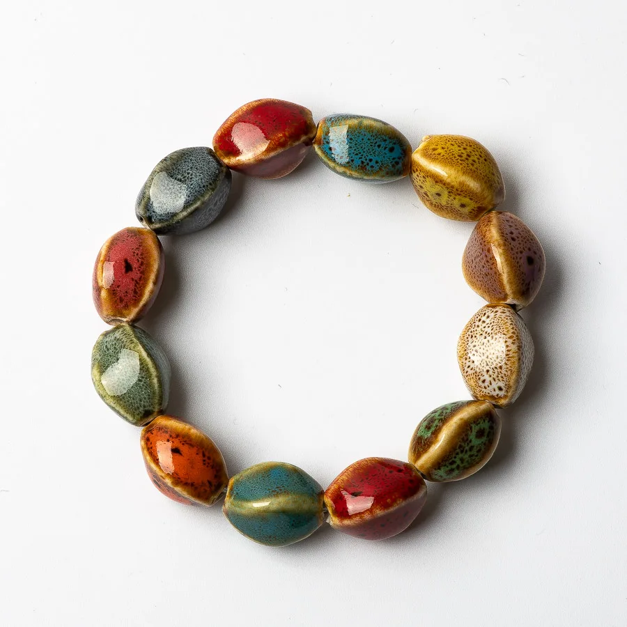 Colorful Unique Ceramic beads bracelets hand made DIY Artware Retro bracelet Jewelery wholesale #FY363