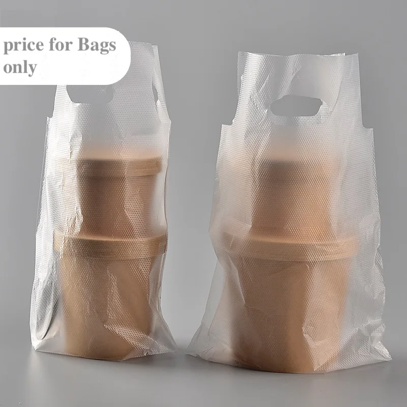 100x Beverage Package Bagfor Drink Coffee Tea Soup Meal Food Carryout Bag Take-out Carry-out Take-away Transparent