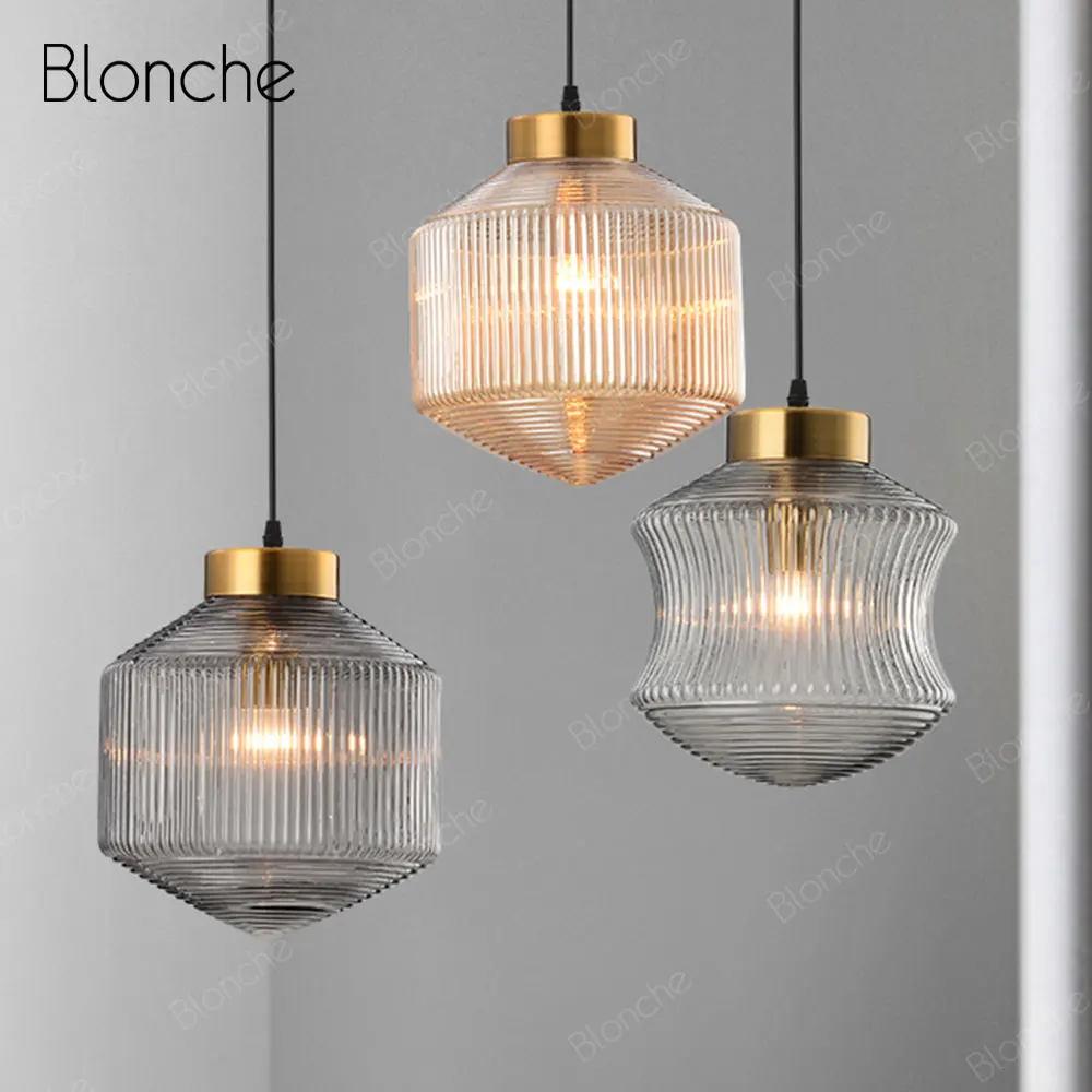 Modern Pendant Light Fixtures Glass Texture Hanging Lamp Nordic Loft Hanglamp for Home Restaurant Bar Industrial Decor Luminaire