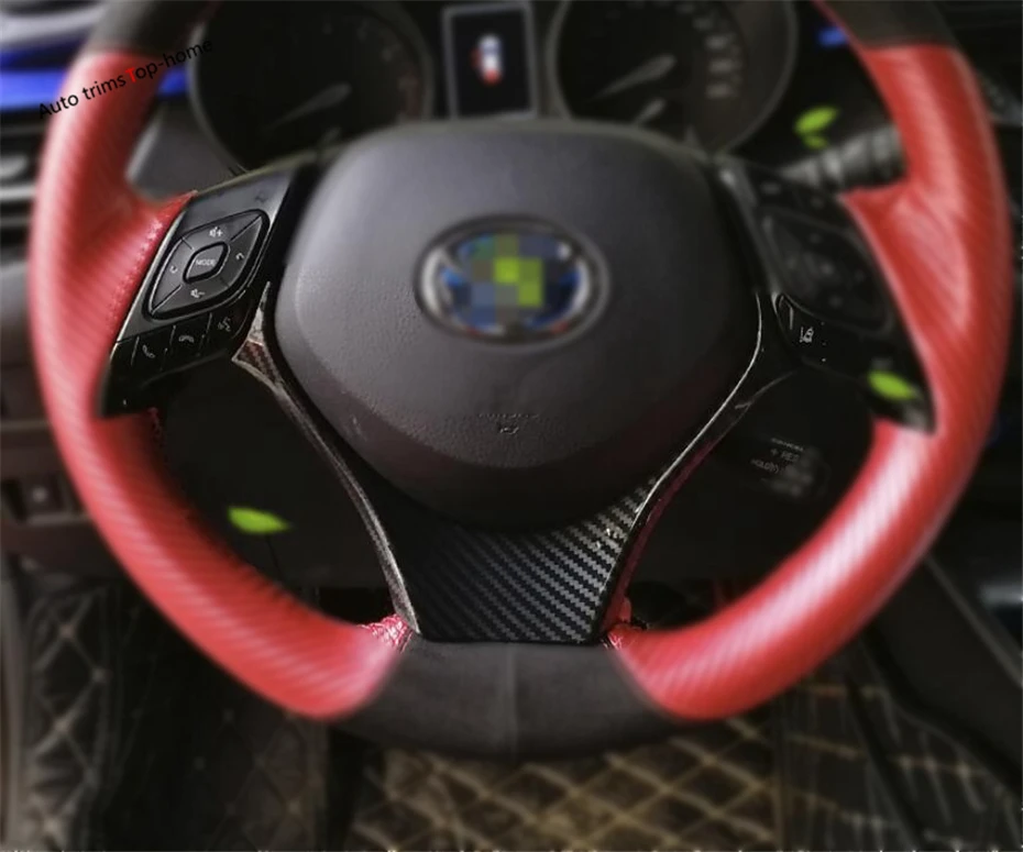 

Yimaautotrims Front Steering Wheel Decoration Strip Kit Cover Trim Fit For Toyota C-HR CHR 2016 - 2022 Interior Carbon Fiber ABS