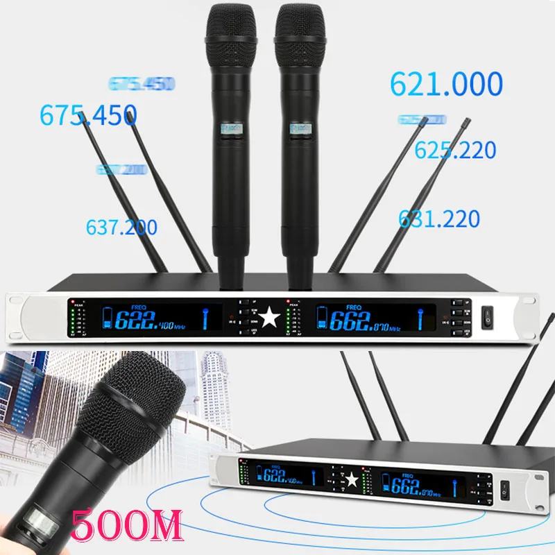 Wireless remote U-segment microphone true diversity one for two microphone conference stage performance home KTV project