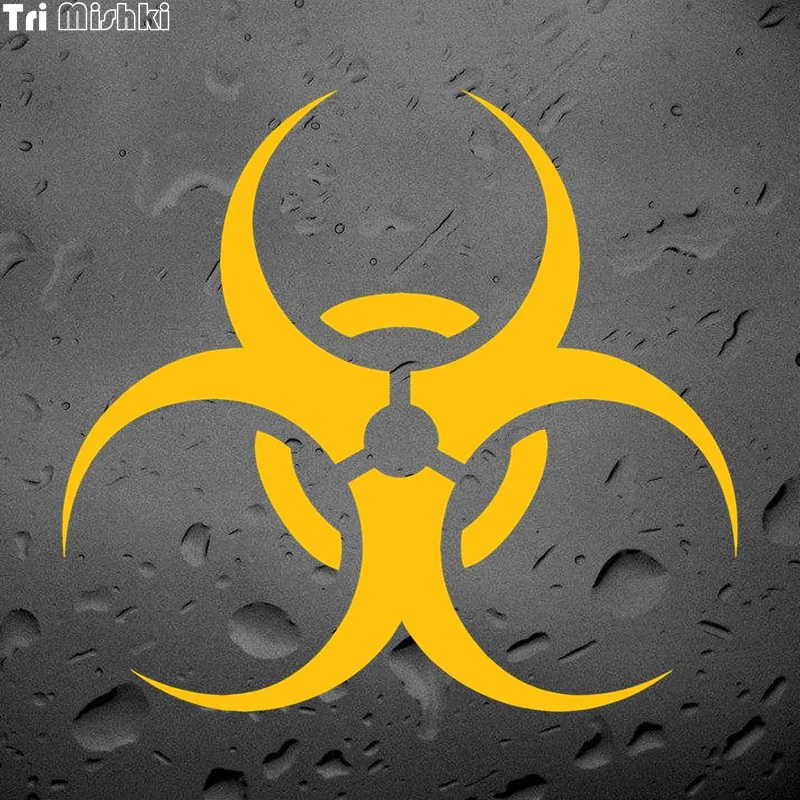 Tri Mishki LBH511 15*13.8cm Biohazard symbol car sticker yellow/silver/black/red Vinyl Decals Motorcycle Accessories Stickers