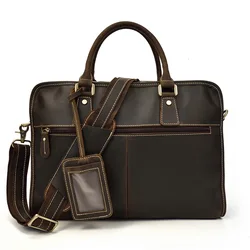 Full Mars-Étui Bombes en Cuir group pour Homme, Sac Portefeuille en Cuir de Cheval Elin, Marron Foncé, Ordinateur Portable 15 