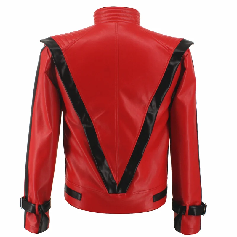 Disfraz de Michael Jackson para adultos, chaqueta de cuero rojo de noche aterradora, el mejor disfraz de Halloween y Navidad
