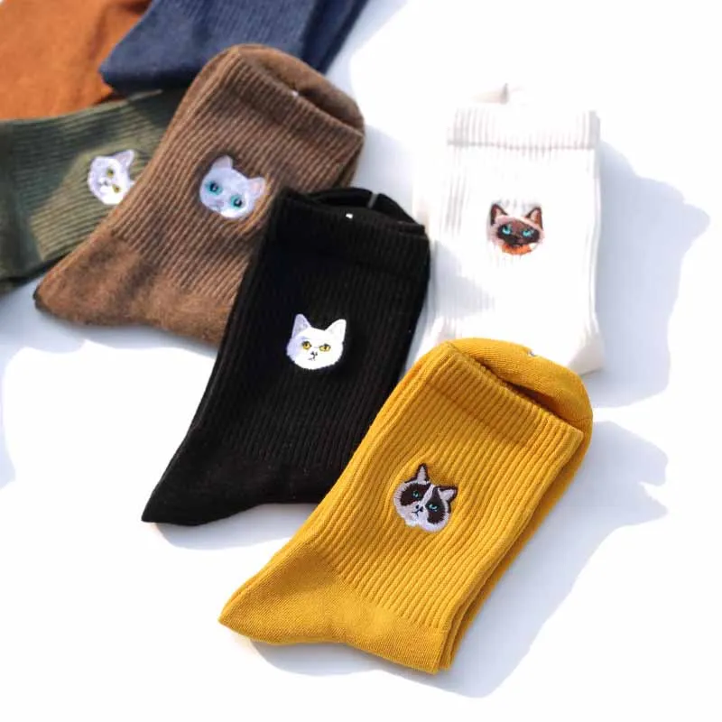 Warm Harajuku Cute Embroidery Animal Funny Socks Women Kawaii Japanese Skarpetki Socks Novelty Cotton Calcetines Mujer Sokken image 6