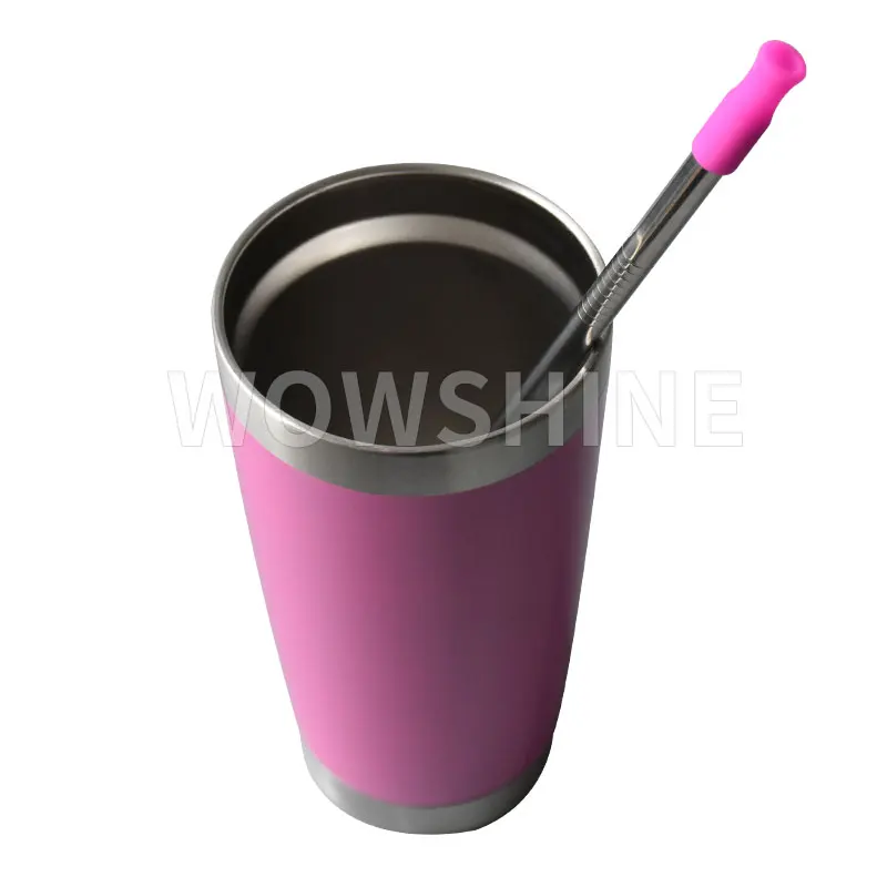 Wowshine New Free shipping 1000pcs silicone sleeve stainless steel straw mouth protector for 8mm Diameter straws