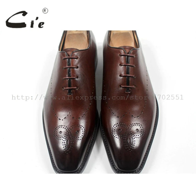 cie Square Toe Bespoke Custom Handmade Genuine Calf Leather Outsole Breathable Men\'s Oxfords Shoe Brown OX183 Mackayc/Blake raft