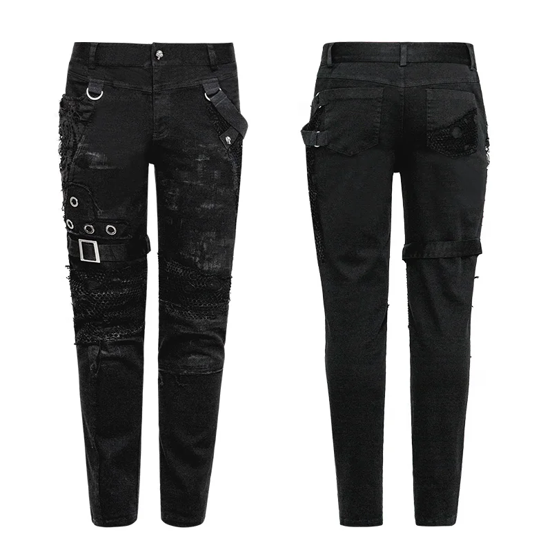 Punk Rave Rock Fashion Personality Dilapidated Gothic Casual Streetwear Men\'s Pants Trousers WK319M