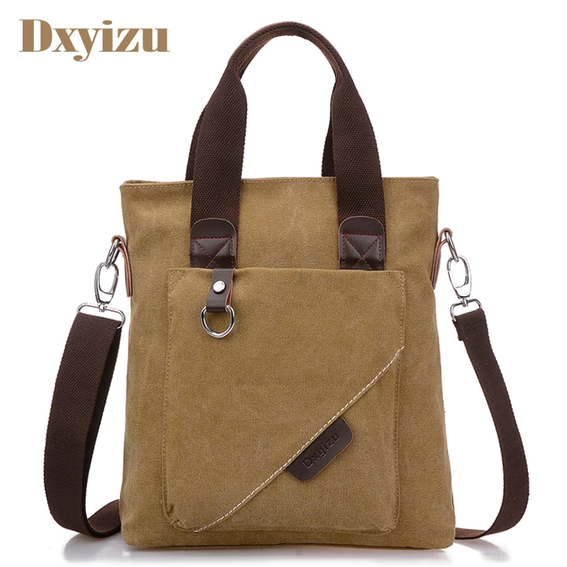 Canvas Vintage Handbag Mens Crossbody Bags Solid Color Multifunction Men Office Bag With Open Pocket Crossbody Shoulder Bags Men