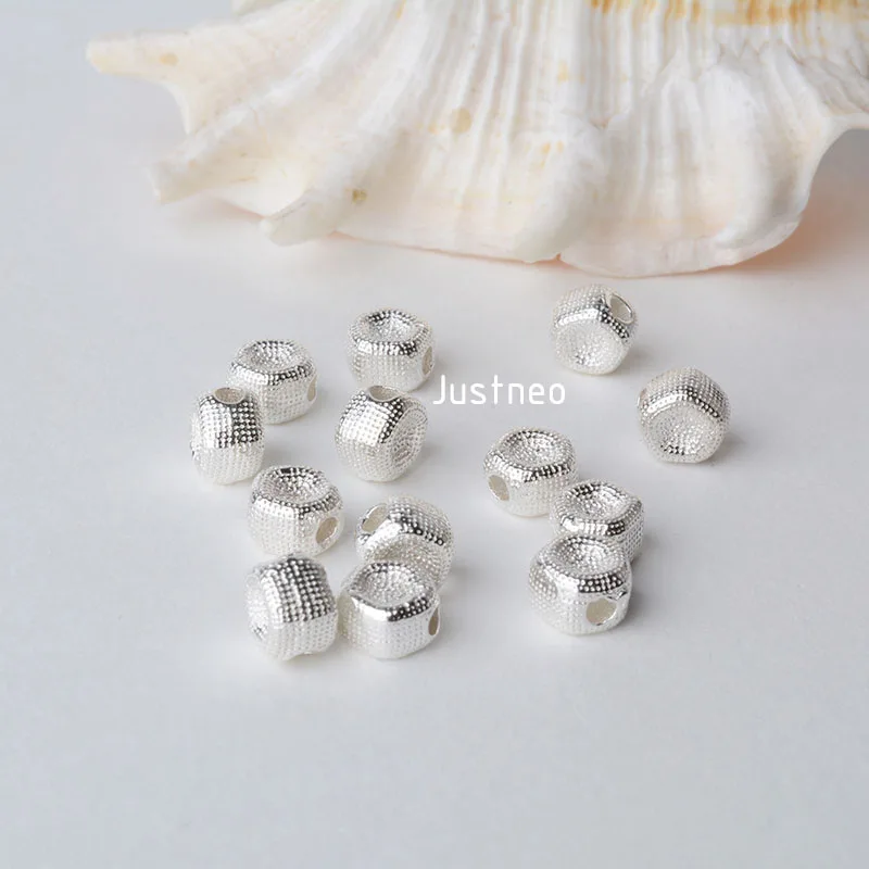 solid 925 sterling silver Pentagon charm beads, spacer loose bead with 1.6mm hole jewelry diy components accessories