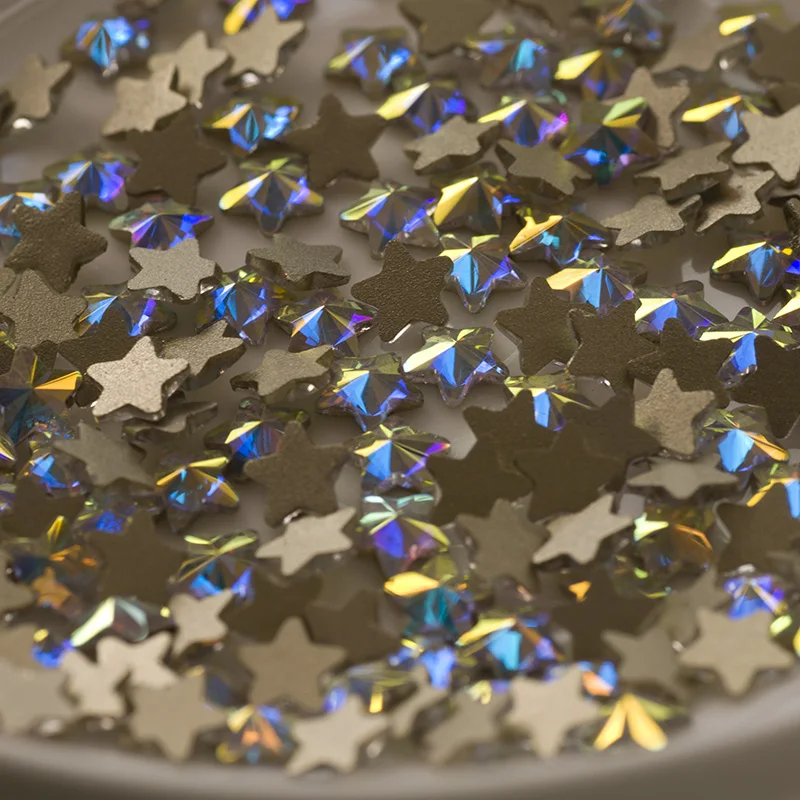 YANRUO 2561NoHF AB 5 7mm Star Non Hotfix Crystals Glitter Gems Flat Back Glue On Strass Nails Rhinestones