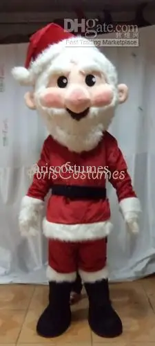 New Adult Cute Deluxe Santa Clause Party Mascot Costume Christmas Fancy Dress Halloween Mascot Costume Free Ship