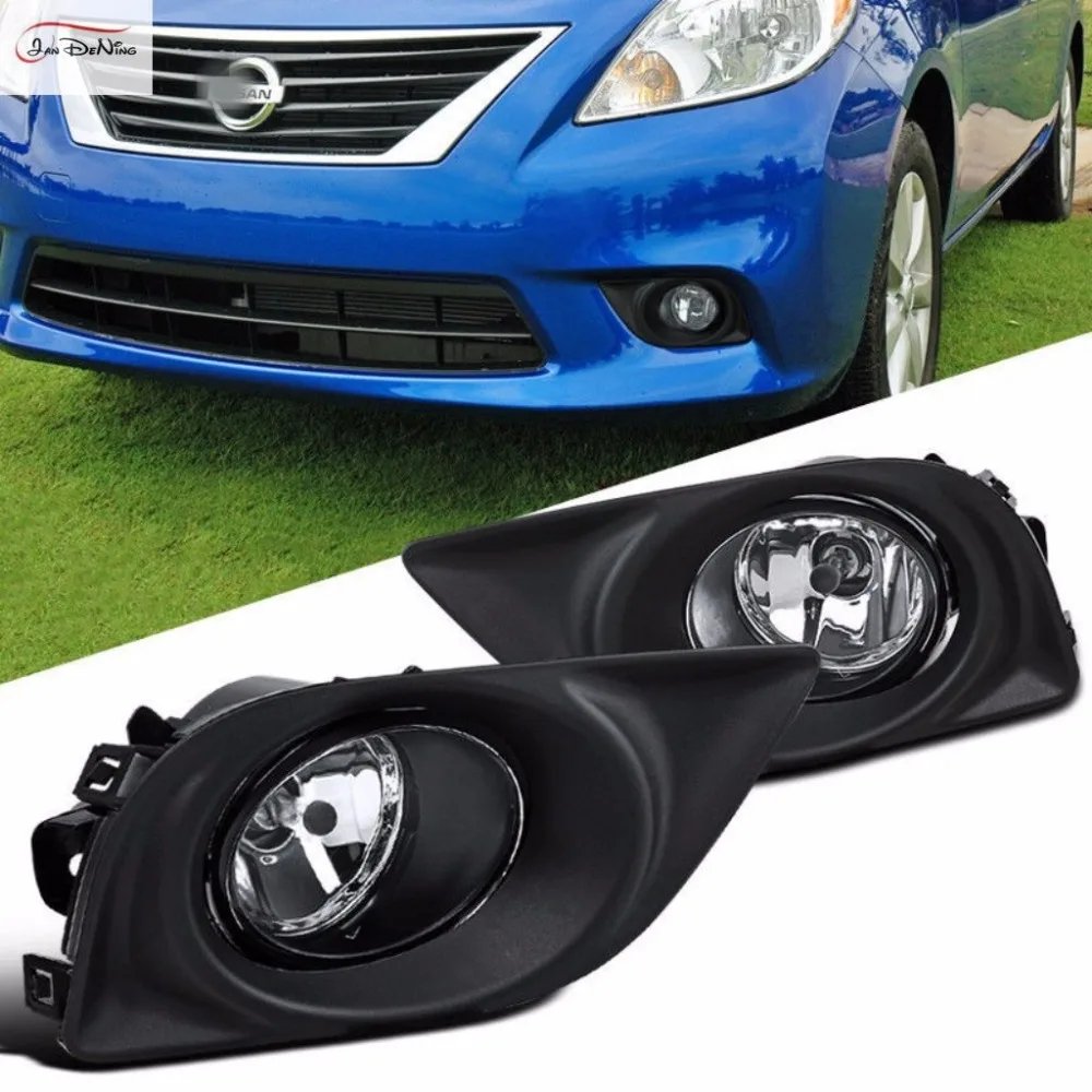 JanDeNing Car Fog Lights  For NISSAN SUNNY /ALMERA /VERSA 2012(U.S TYPE) Front Bumper Fog Lamp Replace Assembly kit(one Pair)