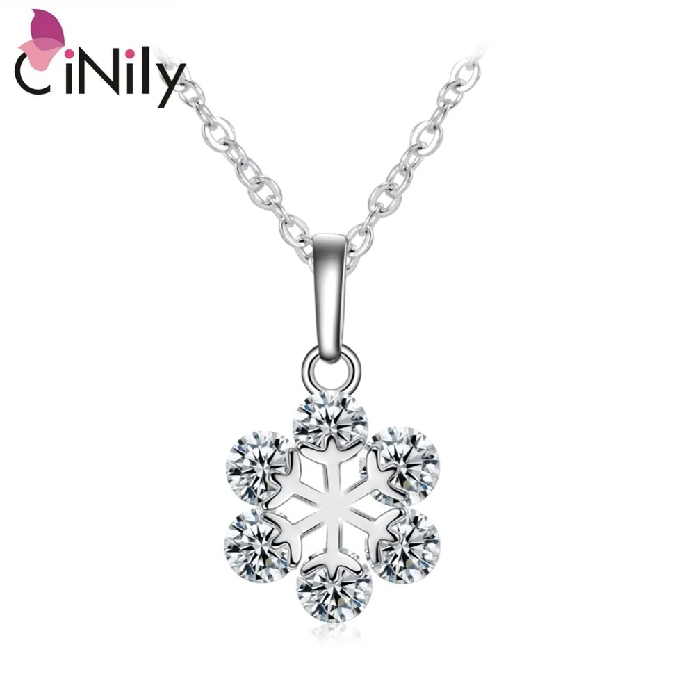 CiNily Created White Cubic Zirconia Silver Plated Wholesale for Women Jewelry Necklace Pendant 18 1/4