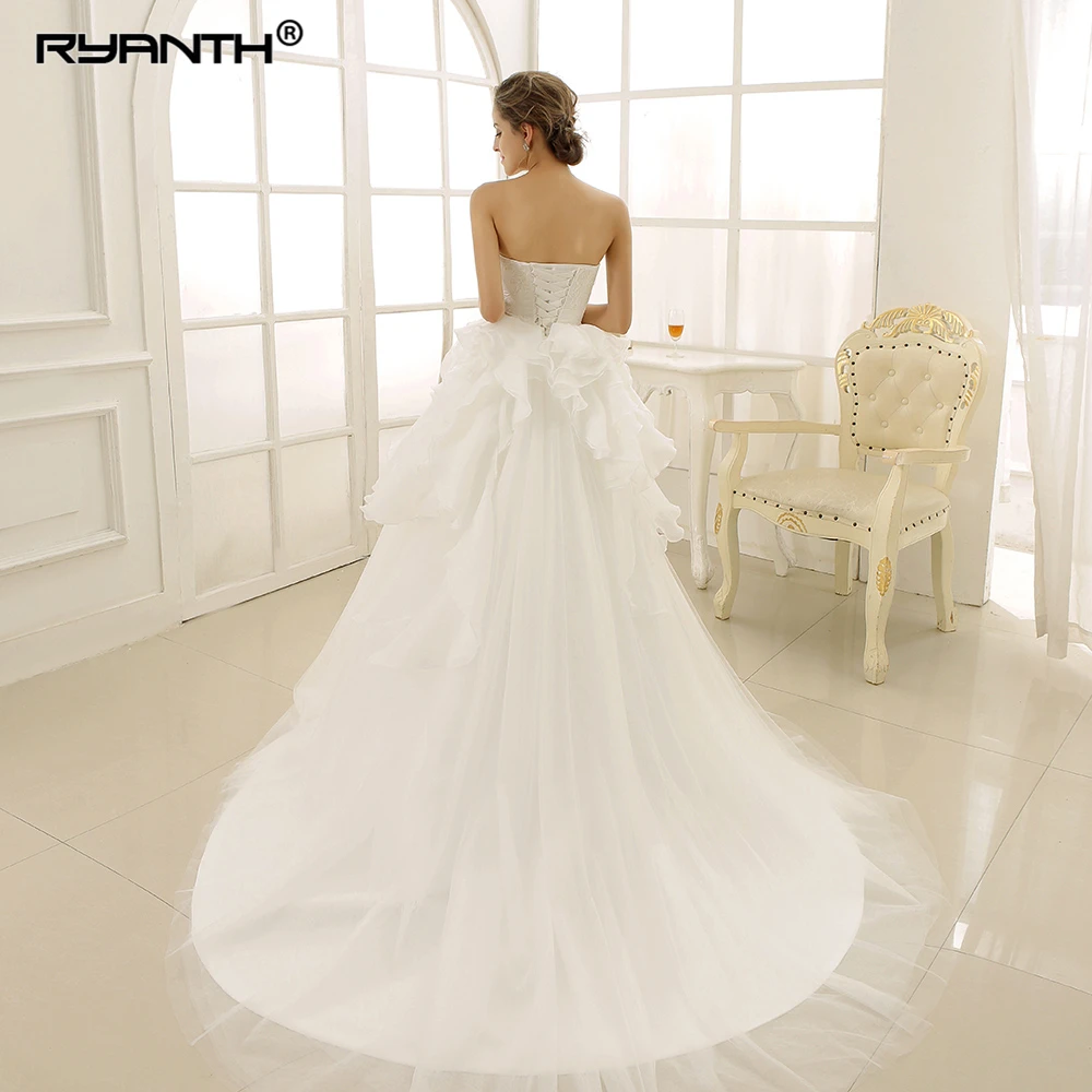 Robe de mariée 2019 Gelinlik Sexy à lacets dos dentelle une ligne volants Robe de mariée Robe de mariée chérie robes de novia