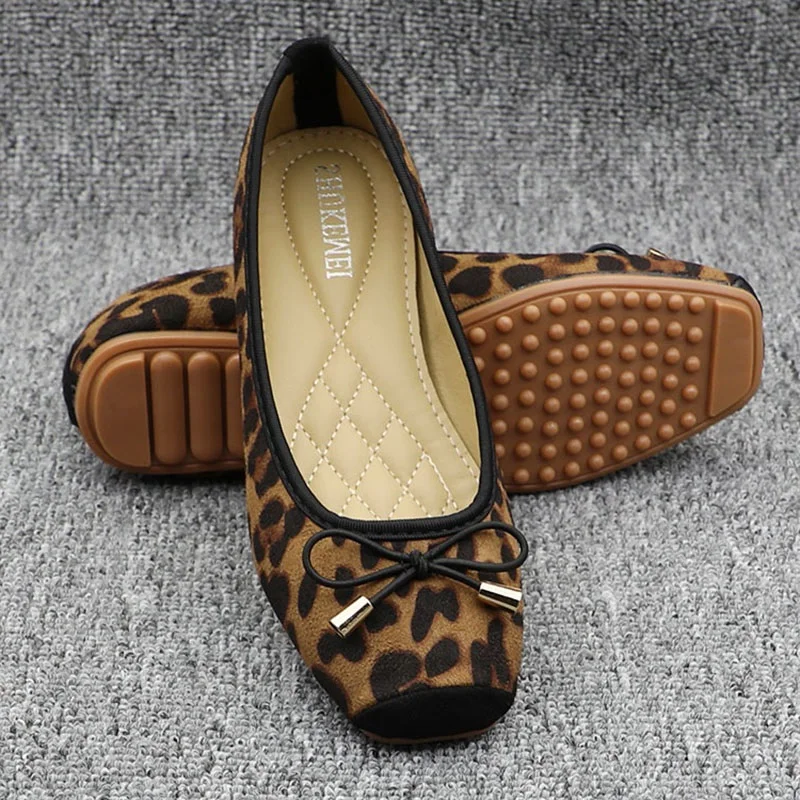 

Leopard Ballet Flats with Bow 2019 Spring Autumn Women Slip on Loafers Ladies Fordable Ballerina Flats Comfy Casual Flat Shoes