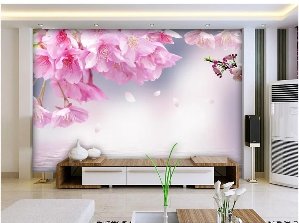 Pink cherry blossoms 3d wallpaper flower 3d wallpaper mural Wall murals nature Home Decoration