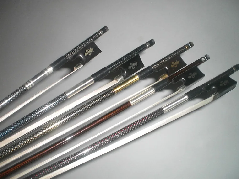 5 PCs Quality Violin Bow 4/4 Strong Balanced Carbon fiber bow white hair