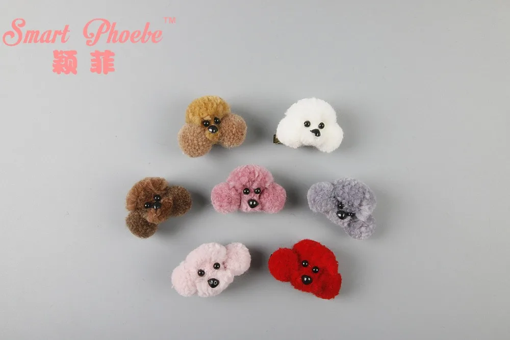 

Boutique 14pcs Fashion Cute Felt Dog Head Hairpins Solid Mini Poodle Dog Hair Clips Hair Accessories Princess Winter Headwear