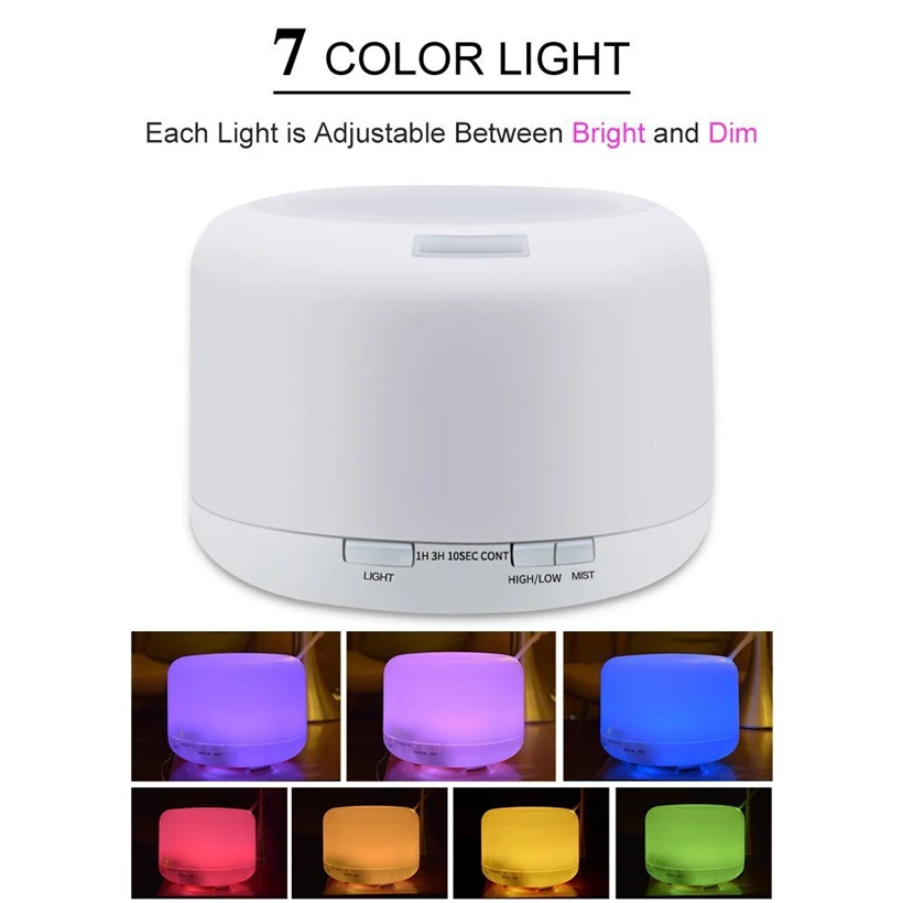 500ML Remote Controller Aroma Diffuser 7 Color LED Lamp Aromatherapy Machine Essential Oil Diffusion System Mist Maker