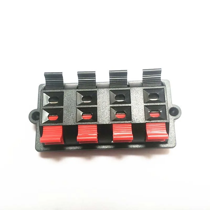 Black and Red 8-Pins 8 Positons Push Type Speaker Terminal Board Connector NEW