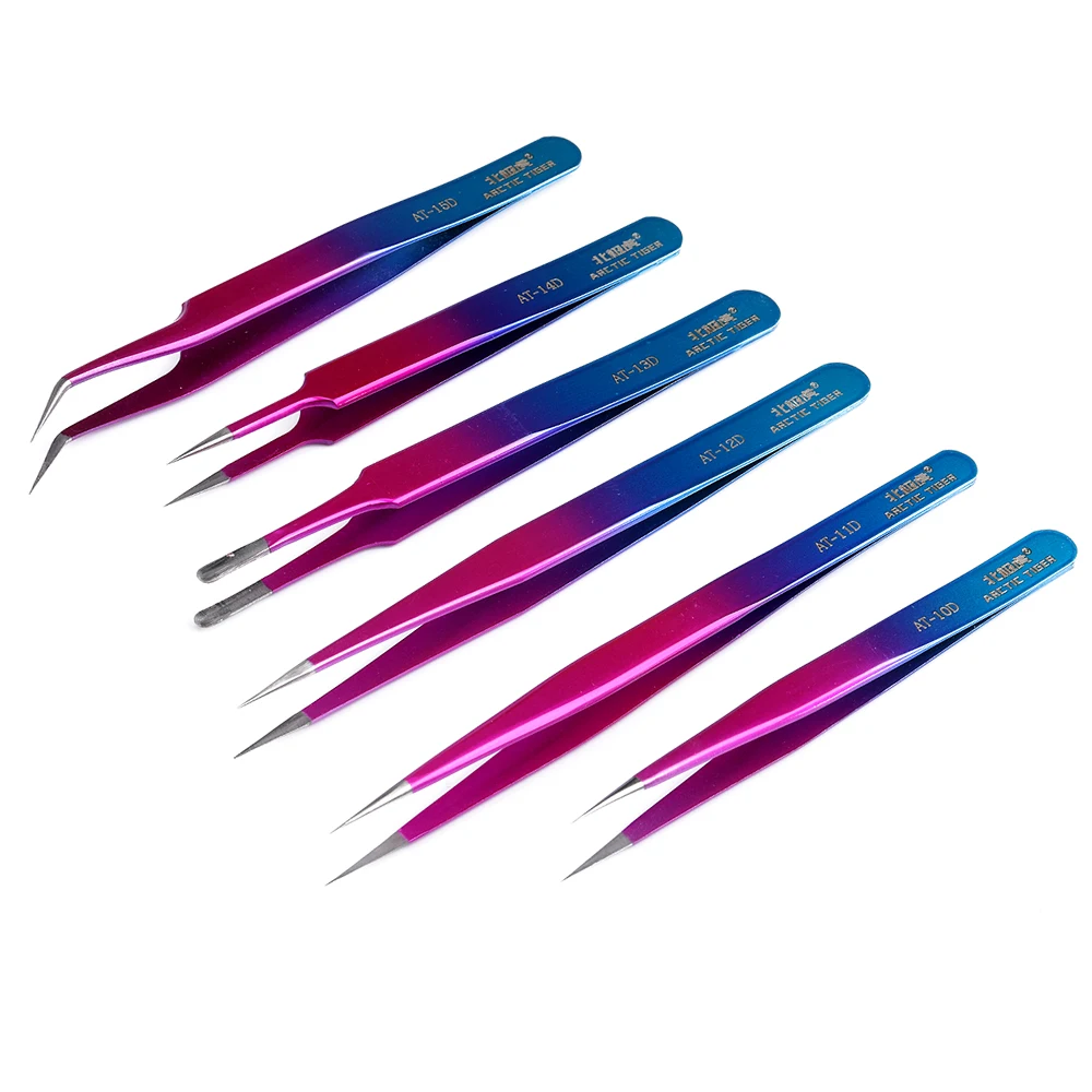 Stainless Steel Precision Tweezers Straight Curved Tip Industrial Tweezers Forceps Pincet Electronic Repair Tools