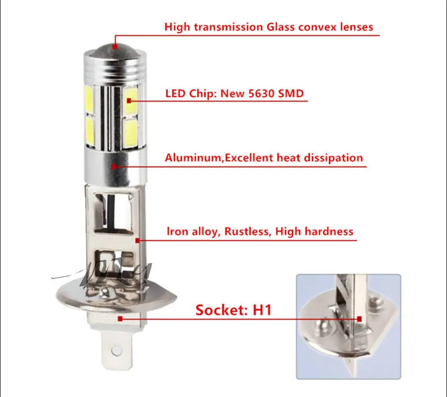 led car light Fog led high power lamp - H3 H1 5630 smd Auto car led bulbs Car Light Source parking 12V 6000K Headlight