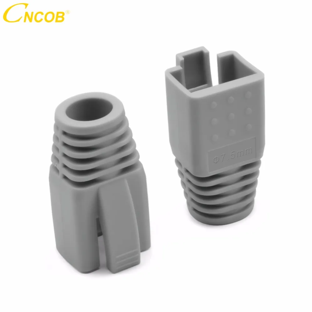 CNCOB 100PCS RJ45 Connector Cap cat6 cat6a cat7 Multiple Sheathed Ethernet Cable Grey for Network Connector Aperture 7.5mm