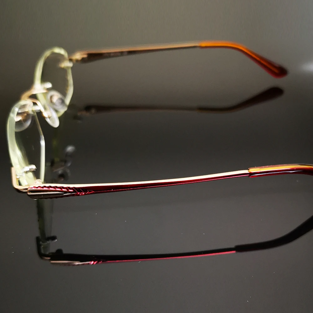Luxury British Lady Diamond Cutting 100% Titanium Alloy Rimless Frameless Reading Glasses + Box +0.75 +1 +1.75 +1.5 +2 to +4