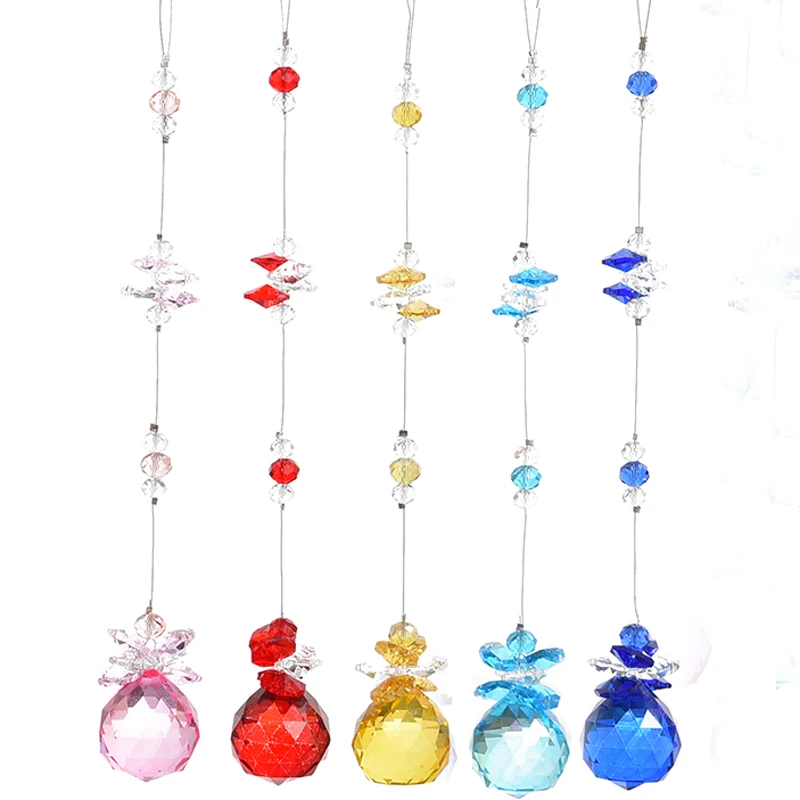 5PCS 20mm Crystal Ball Suncatcher Prism Rainbow Maker Chakra Hanging Pendant Window Sun Catchers Gift