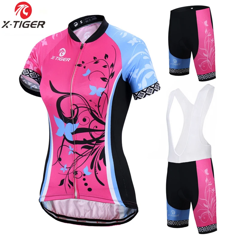 

X-Tiger Women Anti-UV Cycling Jersey Set Summer Breathable MTB Bicycle Cycling Clothing Woman Racing Bike Clothes Cycling Suit