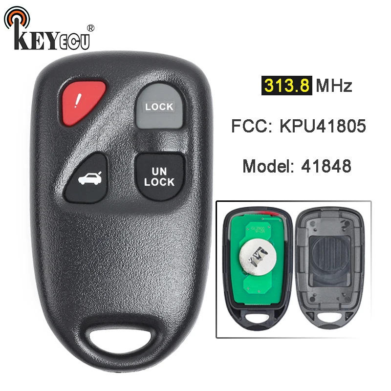 

KEYECU 313.8MHz FCC ID: KPU41805 Model: 41848 Replacement 3+1 4 Button Remote Key Fob for Mazda RX-8 2004 2005 2006 2007 2008