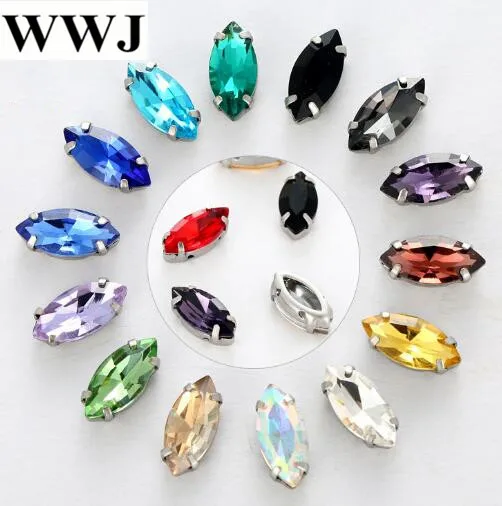 

All Colors Navette Glass Crystal Stone with Hard Strong Open Back Claw Setting Horse Eye Sew On Rhinestones 6x12mm,7x15mm,9x18mm