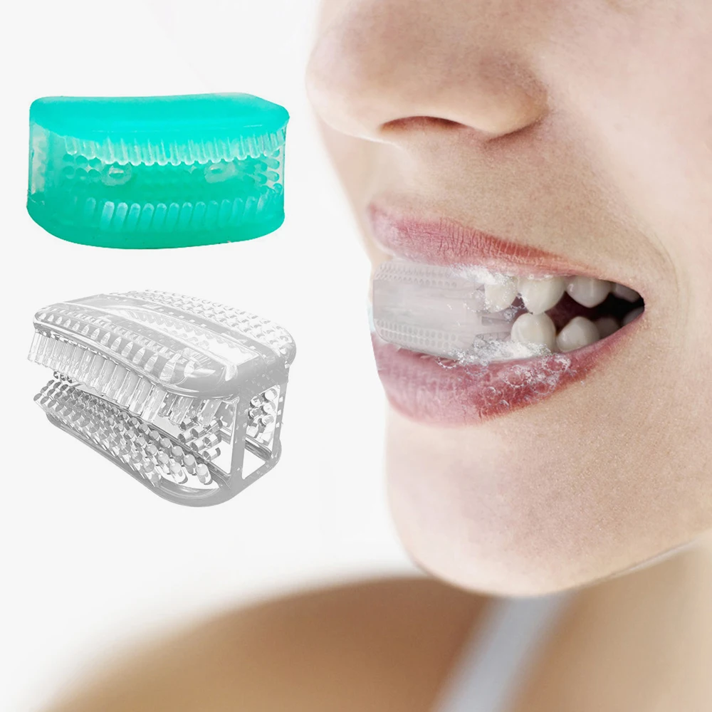 1Pc Portable Oral Cleaning mini Lazy food grade Silicone Bite Toothbrush chewing Three-sided Clean Tooth Cleaner whitening Brush