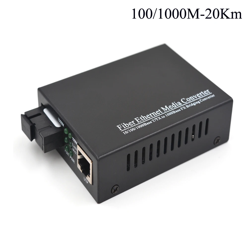 

High Quality Gigabit Optical Media Convertes 10/100/1000Mbps Ethernet to Fiber optic transceivers, Single fiber Singlemode 20Km