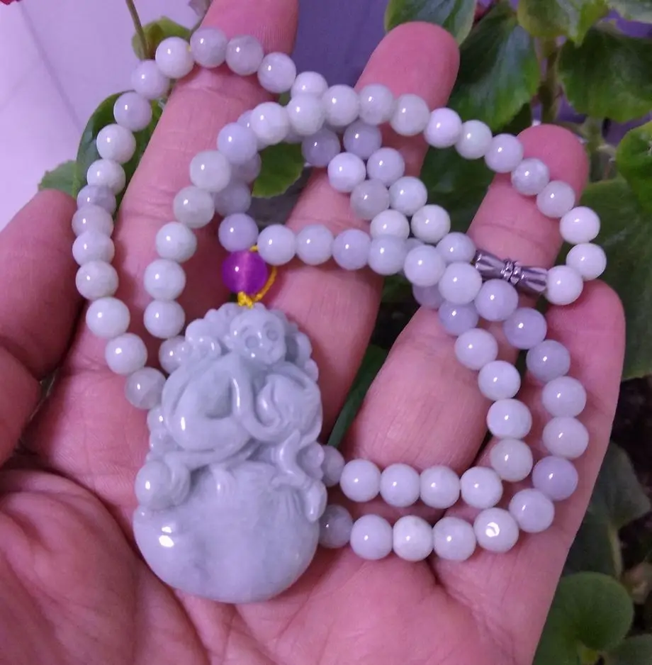 

Craftsman Hand Carved Monkey Amulet Burma jadeite Pendant Necklace Jade TALISMAN Very Exquisite