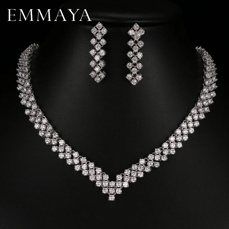 Emmaya New Zircon Crystal Rhinestone Stone Earrings Necklace Jewelry Set Wedding Party New Women Free Shipping