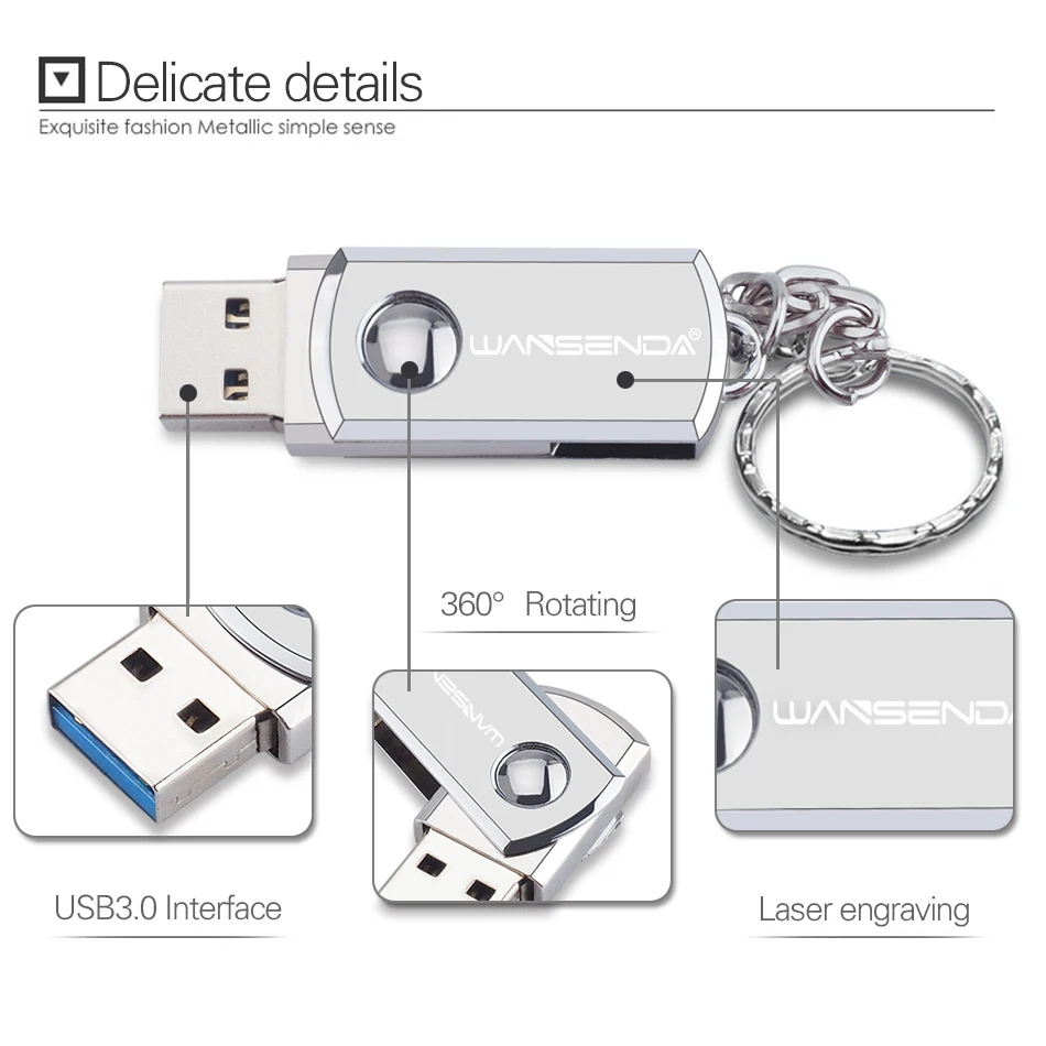 Wansenda Schlüssel ring USB-Flash-Laufwerk 32GB Hochgeschwindigkeits-Stick 16GB 64GB 256GB Rotation Pen drive USB-Stick 3.0 3,0 GB Flash-Speicher