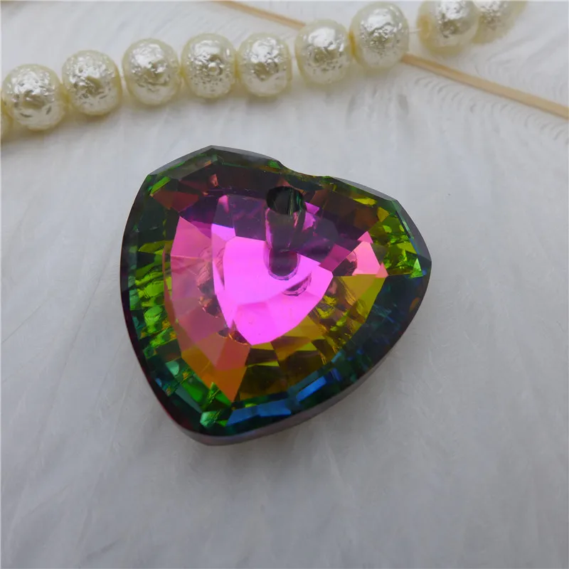 32mm peach/heart/love shape pendants chandelier DIY drops accessories AB/rainbow/metallic glass lamp findings cutain spark 12pcs