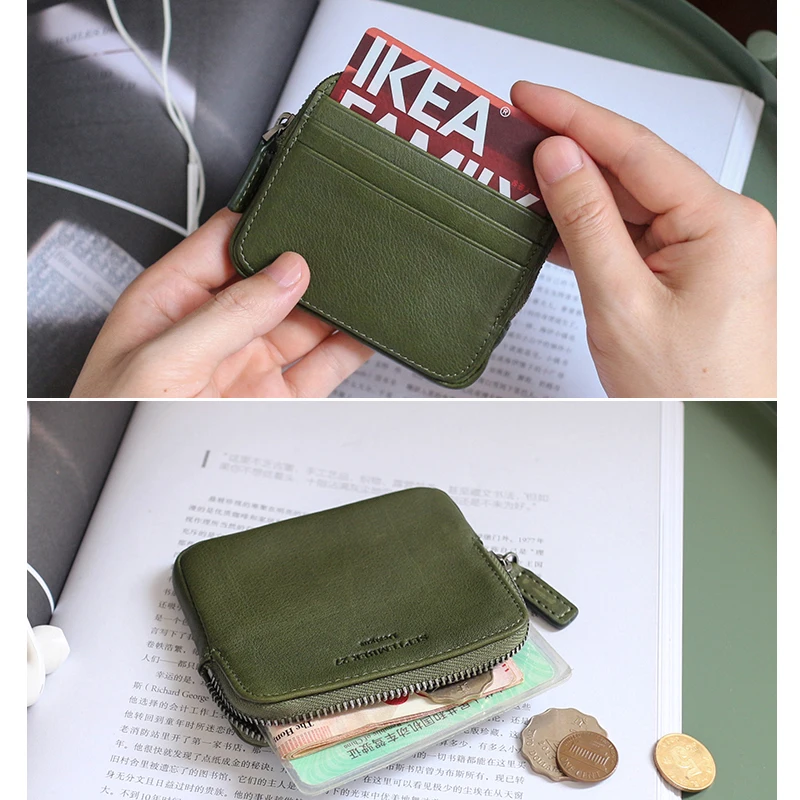 Mini Coin Purses Women Genuine Leather Luxury Men Small ID Credit Card Wallets Cowhide Casual Zipper Money Bag