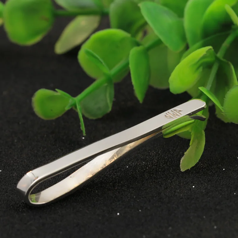 925 Solid Silver Men Tie Clip Engraved Monogrammed Letter Tie Pin For Men Women Gift Wholesale