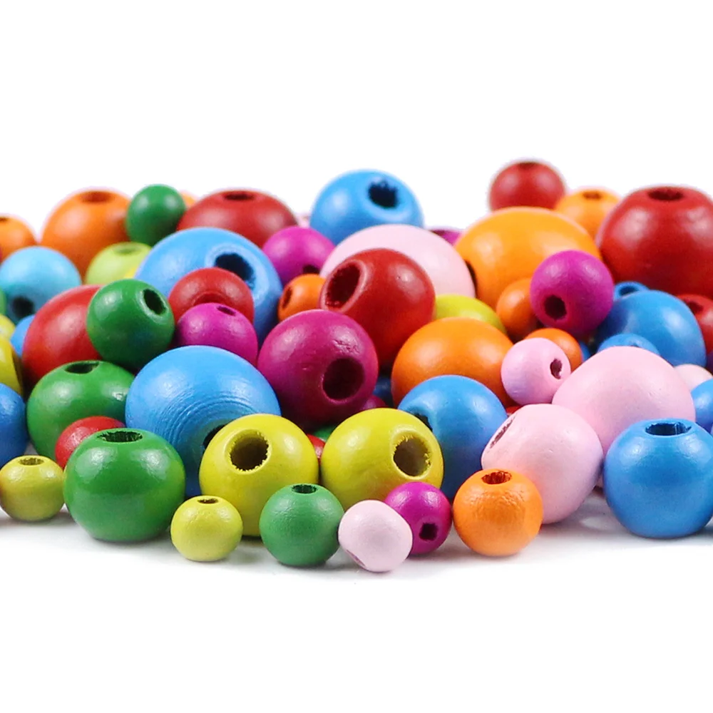 JHNBY Multicolor Wood Beads 4/6/8mm Round Wooden Beads For Jewelry Making DIY Spacer Loose Beads Findings Bracelets Necklaces