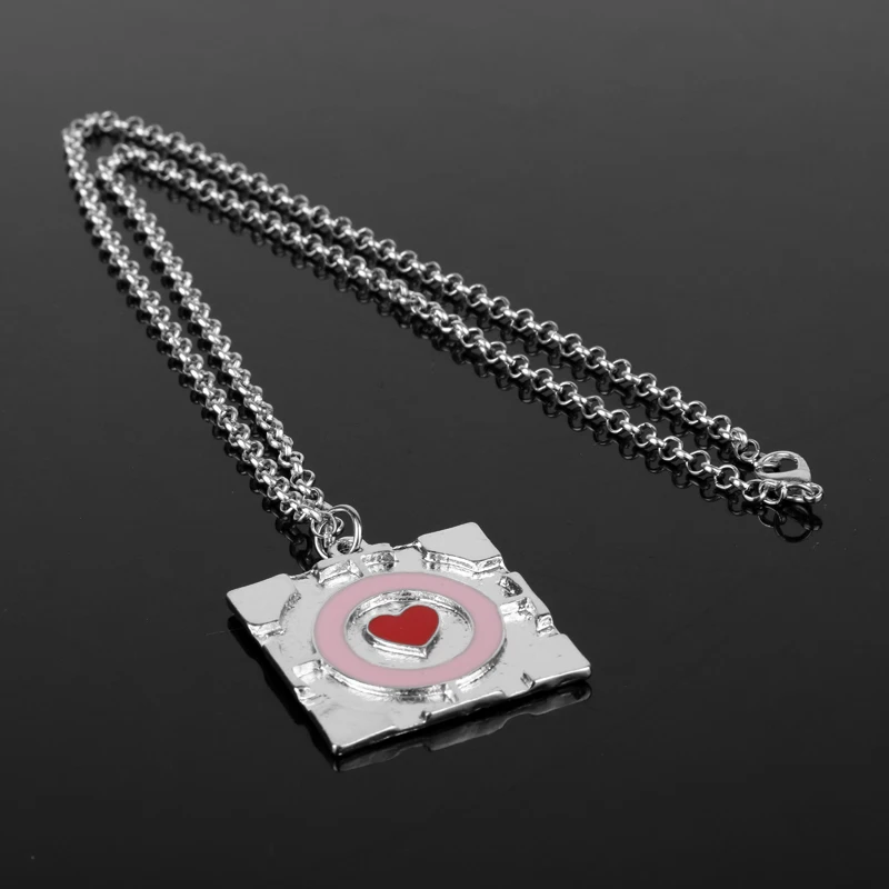 dongsheng Enamel Heart Necklace 3D Game Portal2 Pendant Nmucho Portal Collar Portal 2 Companion Cube Statement Necklace Women