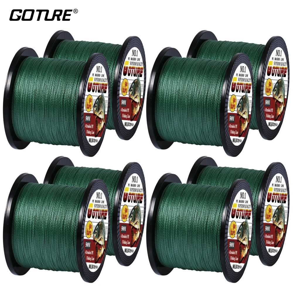 

Goture 8 units, 500/unit PE Braided Fishing Line Multifilament 4 Strands Cord Carp Fishing Lines 8-80LB For Saltwater Freshwater